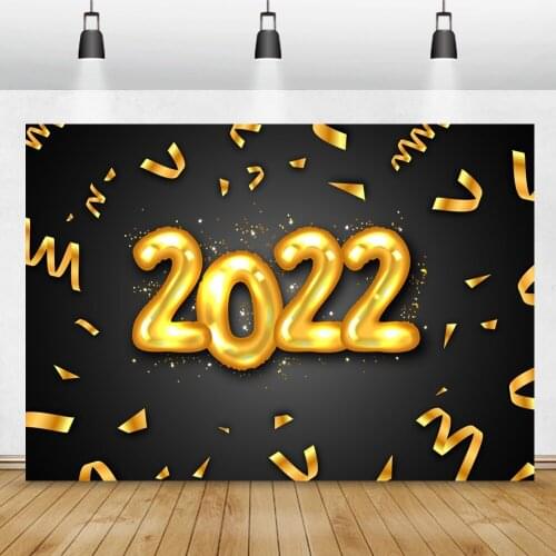 Golden Balloons 2022 Ribbons Celebration New Year Party Photo Backdrop Poster Banner Customized XAMS Photography Background