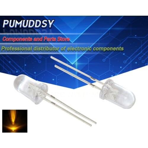 100PCS Yellow light-emitting diodes White turn Yellow 5mm led