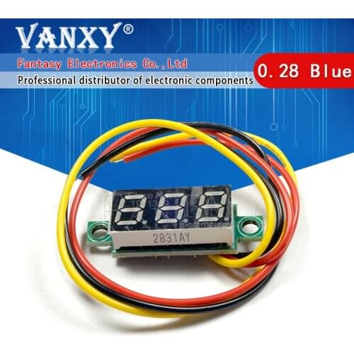 2pcs 0.28 inch ultra-small red / yellow / blue /green digital DC digital voltmeter display adjustable battery voltmeter DC0-100V