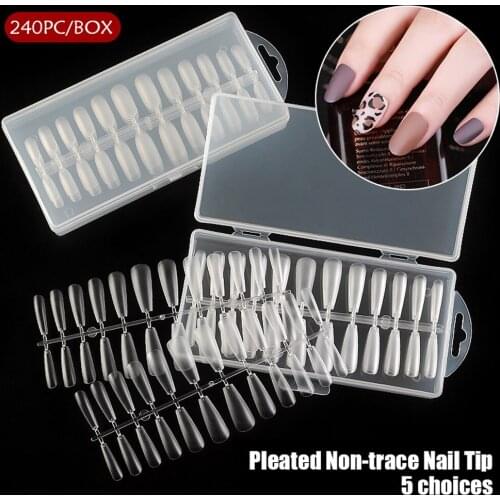 240PC Coffin Flat French False Nail Tips half Nail Art Acrylic Gel C Curve Tips Professional Nail Fake capsule ongle paznokcie