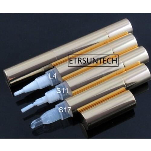 5ml gold lip gloss pen Cosmetic Aluminium pen, twist pen dispenser with leak resistant applicators for gel and cream F1848