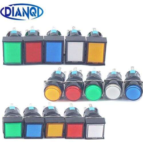 5V 12V 24V 220V 16mm Plastic momentary LED Illuminuted Maintained Self-locking Push Button Switches Latching Push Button Reset