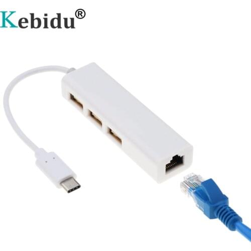 Kebidu Type C to RJ45 Ethernet Adapter USB 3.1 Hub Data Transfer RJ45 Network Card Adapter for Macbook Type C Hubs