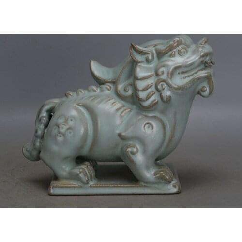 Antique SongDynasty porcelain statue,Bluenail unicorn,Hand-painted crafts,Decoration,Collection&Adornment,Free Shipping