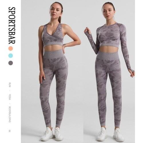 Seamless Set Women Long Sleeve Workout Clothes Fitness Jacket Yoga Tops Gym Leggings Women Activewear Set Sports Suits