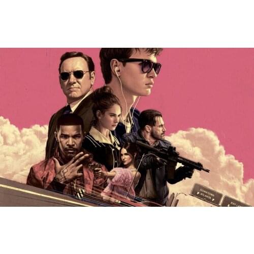 Baby Driver Action Crime Movie 3 Silk Fabric Wall Poster Art Decor Sticker Bright