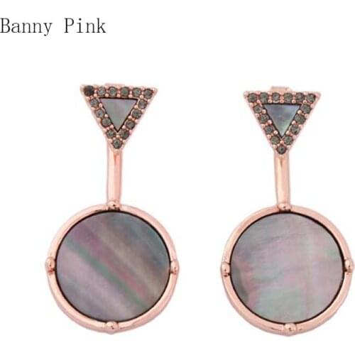 Elegant Rhinestone Shell Geo Pendant Studs Earrings For Women Free Wear Alloy Triangle Post Earrings Fashion Jewelry Pendietes