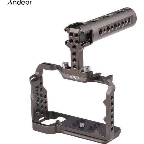 Andoer Camera Cage + Top Handle Grip Set Metal Camera Cage Multifunctional Top Handle Grip Replacement for Sony A7C