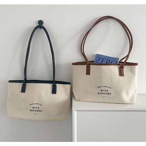 Yeqofcd Fashion Simple Female Canvas Bag Cotton Letter Shoulder Bags Cloth Casual Tote Handbag For Woman Student