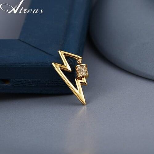 Lightning Fastener Spiral Hooks Screw Clasps Accessories Copper Micro Pave Zirconia Mesh Chains Pendant DIY Jewelry Making