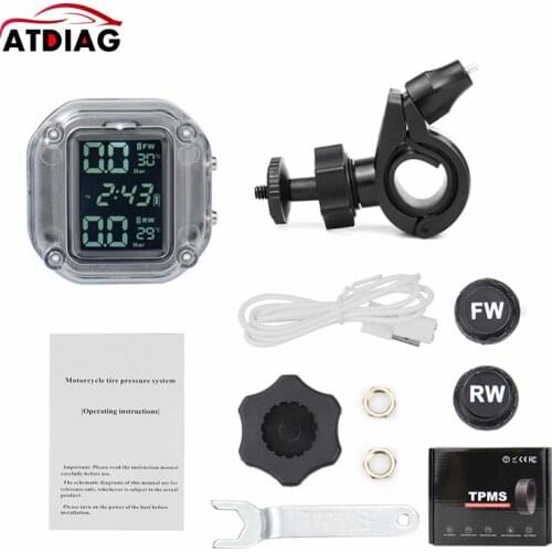 Motorcycle TPMS Tire Pressure Monitor LCD Digital Screen Magnetic Charge Auto Alarm Moto Tyre Pressure External Sensor