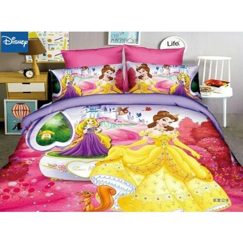 Disney twin size bedding set for girls bedroom decor duvet covers 99x190cm bed single fitted sheet 3/4pcs princess birthday gift