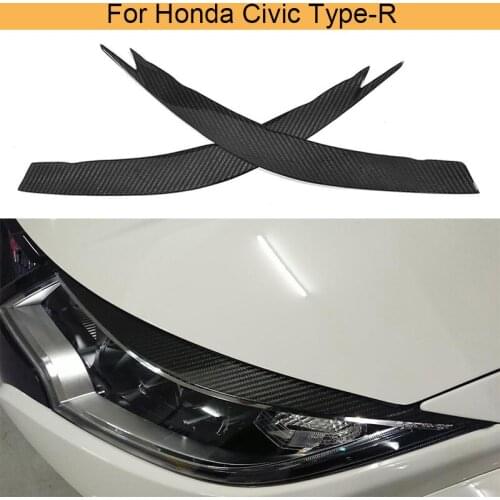 Dry Carbon Fiber Headlight Eyebrows Sticker Decoration Trim for Honda Civic T R 2015 2016 Pure Carbon Dry FRP