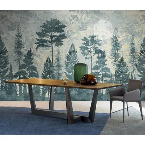 Custom size mural pine forest light luxury TV background wallpaper home decoration living room bedroom misty forest 3d wallpaper