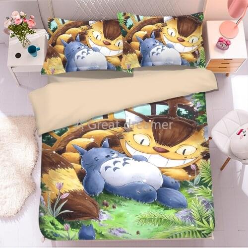 New 3D Anime Totoro Bedding Set With Pillowcases For Kids Design Bedclothes 2/3pcs Bed Linen Totoro Cute Cartoon Duvet Cover Set