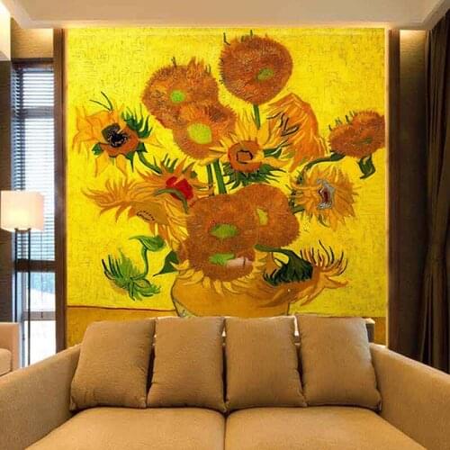 Custom photo wall murals home decor living room wallpaper 3d Sunflower oil painting photo mural wall papers custom any size