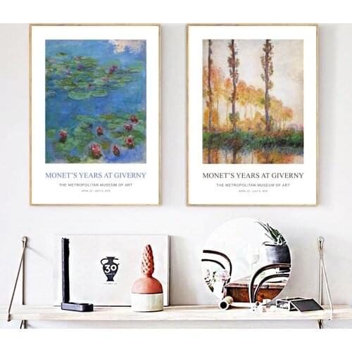 Claude Monet Art Exhibition Posters and Prints Vintage Painting Impressionism Fine Art Wall Pictures for Living Room Home Decor