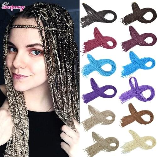 Straight Crochet Box Braids Colored Synthetic Zizi Braiding Hair Extensions Brown Blue Red Black Crochet Hair For Women 50g