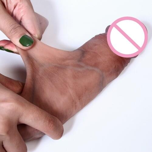 20cm Simulation Dildo Realistic Sliding Foreskin G spot Stimulate Soft Silicone Penis Soft Huge Big Dick Suction Cup Sex Toys