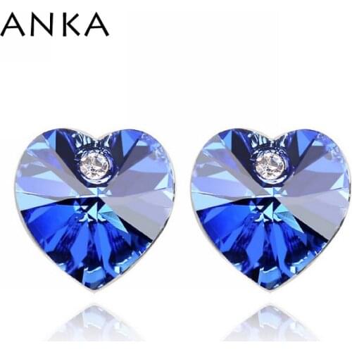 ANKA Classic Crystal Heart Piercing Stud Earrings For Women Girls Main stone Crystals from Austria original #76540