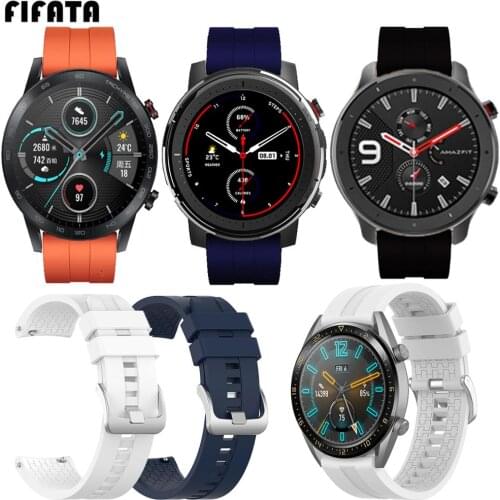 FIFATA 22MM Silicone Watch Strap For Huawei Honor Magic 2/Huawei GT 2/Amazfit Stratos 3/GTR 47MM Smart Watch Replacement Strap