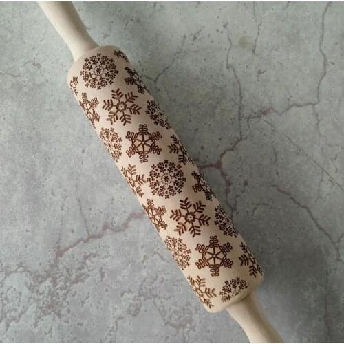 10 Pcs Snowflake Shapes Wood Embossing Rolling Pin Laser Cut Curved For The Kitchen Baking Decoration And Cake Tools SN2176
