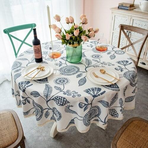 Round Table Cloth Home Coffee Table Cloth American Chinese Pastoral Floral Cotton And Linen Small Garden Table Cover