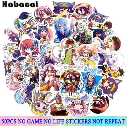 50Pcs/Pack NO GAME NO LIFE Anime Crystal Stickers For Motorcycle Luggage Laptop Bicycle Helmet Skateboard Pegatinas Car Anime
