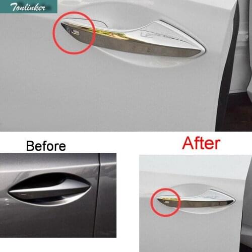 Tonlinker 4 PCS Car Styling DIY Stainless steel Door handle Light Cover Case Stickers for Lexus RX200t 450h NX200T 300h 2016