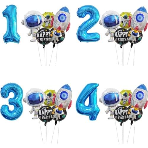Outer Space Party Astronaut balloon Rocket Foil Balloons Galaxy Theme Party Boy Kids Birthday Party Decor Helium Globos Happy