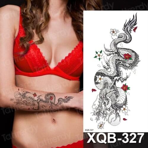 Temporary tattoo flower snake dragon anime sexy body art stickers black lion skull tattoo sleeve for women men decal arm flower
