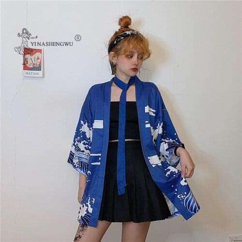 Japanese Kimonos Couple Samurai Blouses Unisex Clothes Traditional Japan Woman Harajuku Tops Yukata Haori Coat Cardigan Costumes