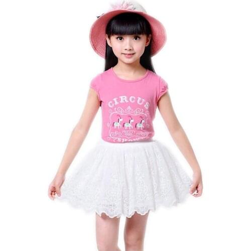 Baby Girls Tutu Skirt 3-7 Years White Fluffy Mini Skirt Summer Flower Floral Lace Skirts Children Chiffon Pettiskirt KF520