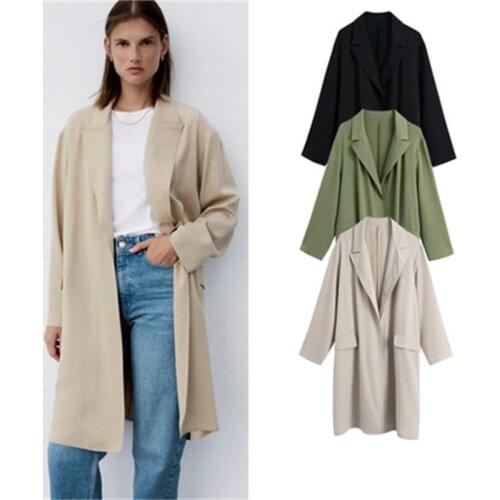 Autumn Winter Fashion Women Jacket Turn-down Collar Long Sleeve Loosens Temperament Office Lady Coat Long Paragraph Windbreaker