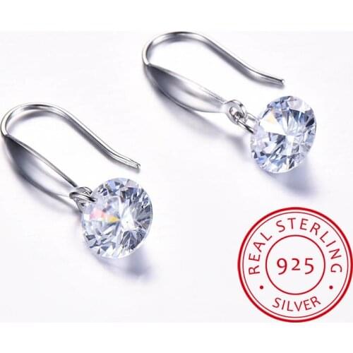 925 Sterling Silver Drop Earrings Jewelry With Round AAA zirconia Women Fashion Silver Jewelry Wedding Party gift