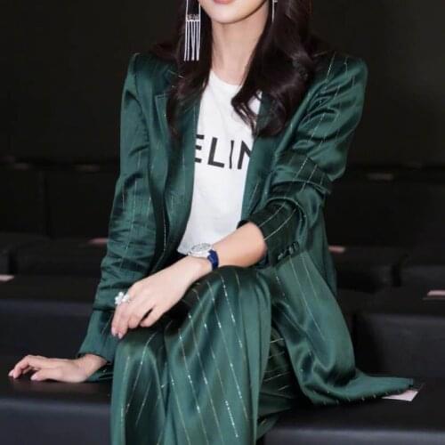 Womens suit Fashionable suit jacket Summer womens clothing Trouser suit Business interview work clothes Office Green big feet