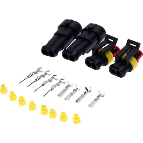 10 sets Kit Seal Waterproof Connector for Automobile IP65 Connector Plug Auto Set For Car motorcyle jet boats Black