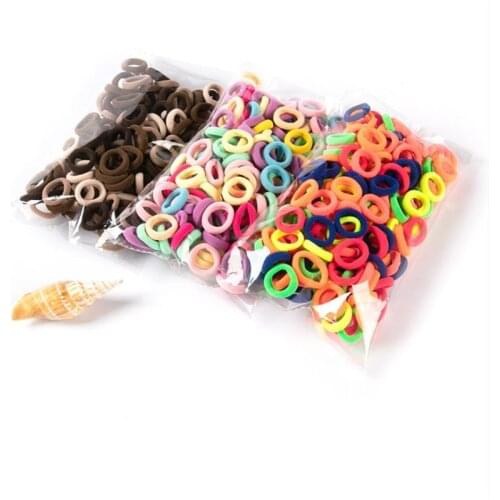 100Pcs/Lot Kids Headwear Mini Towel Ring Multicolor Candy Color Elastic Hair Bands Small Cute Rubber Rope Girls Hair Accessories