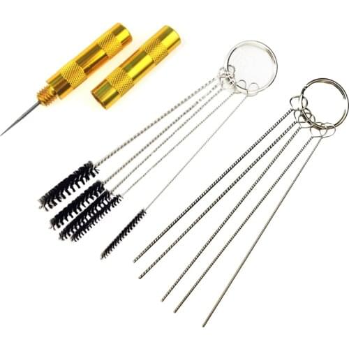 11pcs/Set Metal Needle&Brush Cleaning Tool Set for Body Paint Tattoo Airbrush Spray Gun Nozzle Cleaning Repair Cleaner Kit