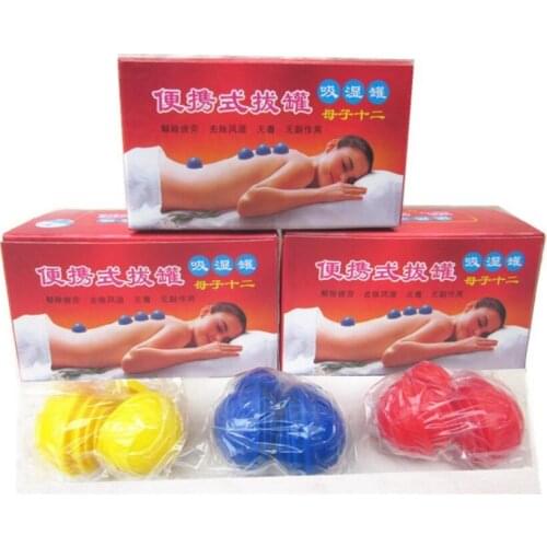 12 pcs silicone suction cup Rubber vacuum thickening silica gel cupping device hygroscopic slimming body pull gas cylinders