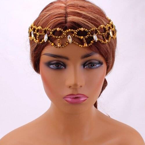 4ujewelry African Bridal Beads Gold Headpiece African Wedding Head Accesories Nigerian Jewellery