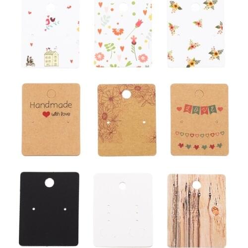 50pcs/lot 5x4cm Multi-style Earrings Display Cards Holder Blank Kraft Paper Tags Card For DIY Ear Studs Jewelry Display Card