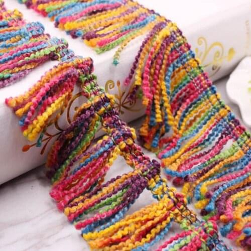 50yards Colored Wool Broom Tassel Lace Trim Polyester Fringe Fabric DIY Handmade Sewing Clothing Home Textile Carf Accessories