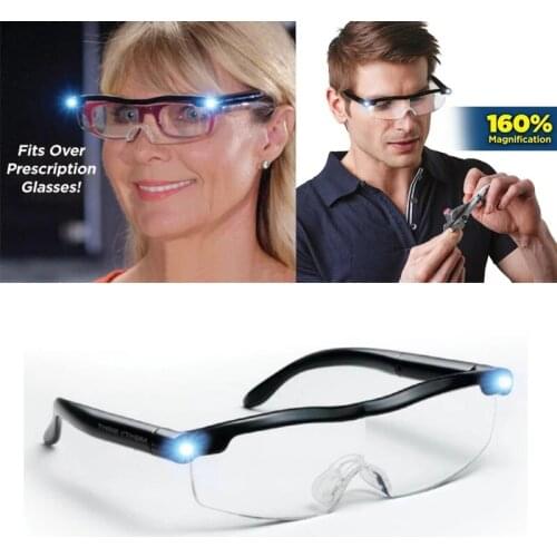 Aagnification 160% Big Vision Magnifying Glasses Presbyopia Luminous Night Vision Lighting Glasses Reading Eyewear Men Women