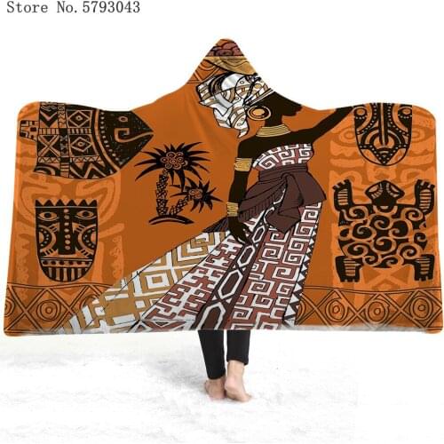 African Woman Wearable Blanket 3D Print Style Exotic Throw Blanket Home Textile Fleece Blanket Nap Office Blanket Picnic Blanket