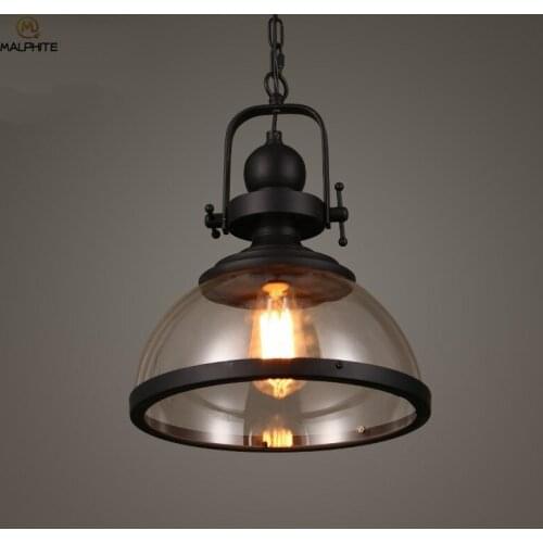 American Retro LED Pendant Lights Restaurant Kitchen Fixtures Pendant Lamp Cafe Pub Hanging Industrial Decor Glass Luminaire