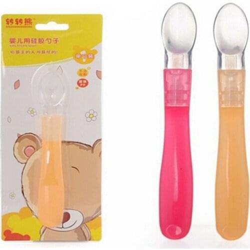 Safety Baby Feeding Spoons High Quality Soft Silicone Baby Spoon Baby Training Spoon Feeder Flatware 1PCS Hot Sale