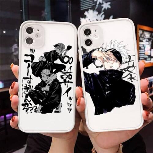Jujutsu Kaisen Anime Cartoon Phone Case For iPhone 12 11 Mini Pro XR XS Max 7 8 Plus X Matte transparent White Back Cover