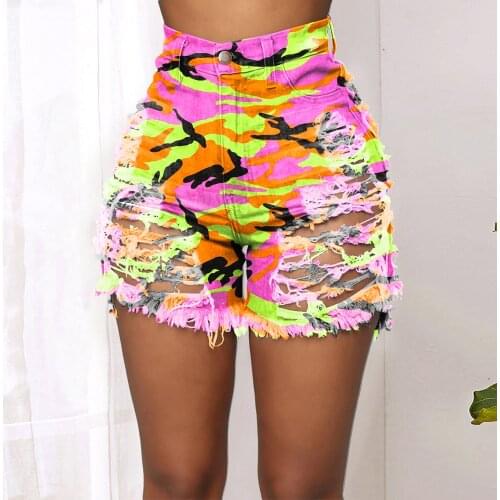 Denim Short Jeans Women Sexy Mid Waist Hole Ripped Shorts 2020 Summer Fashion Casual Slim Denim Shorts Lady Hotpants Streetwear