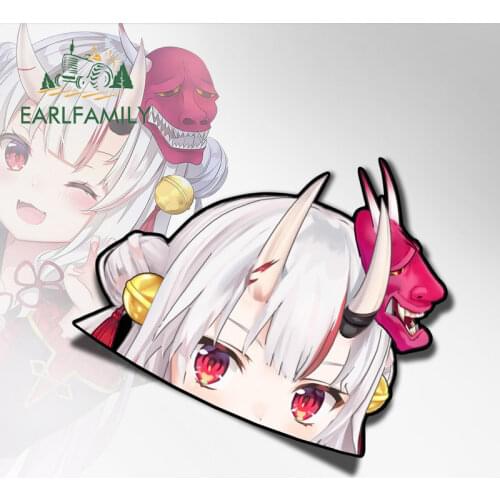 EARLFAMILY 13cm x 11.4cm for Hololive Nakiri Ayame Peeking Vinyl Car Stickers Windshield Windows Decals Graffiti Decoration